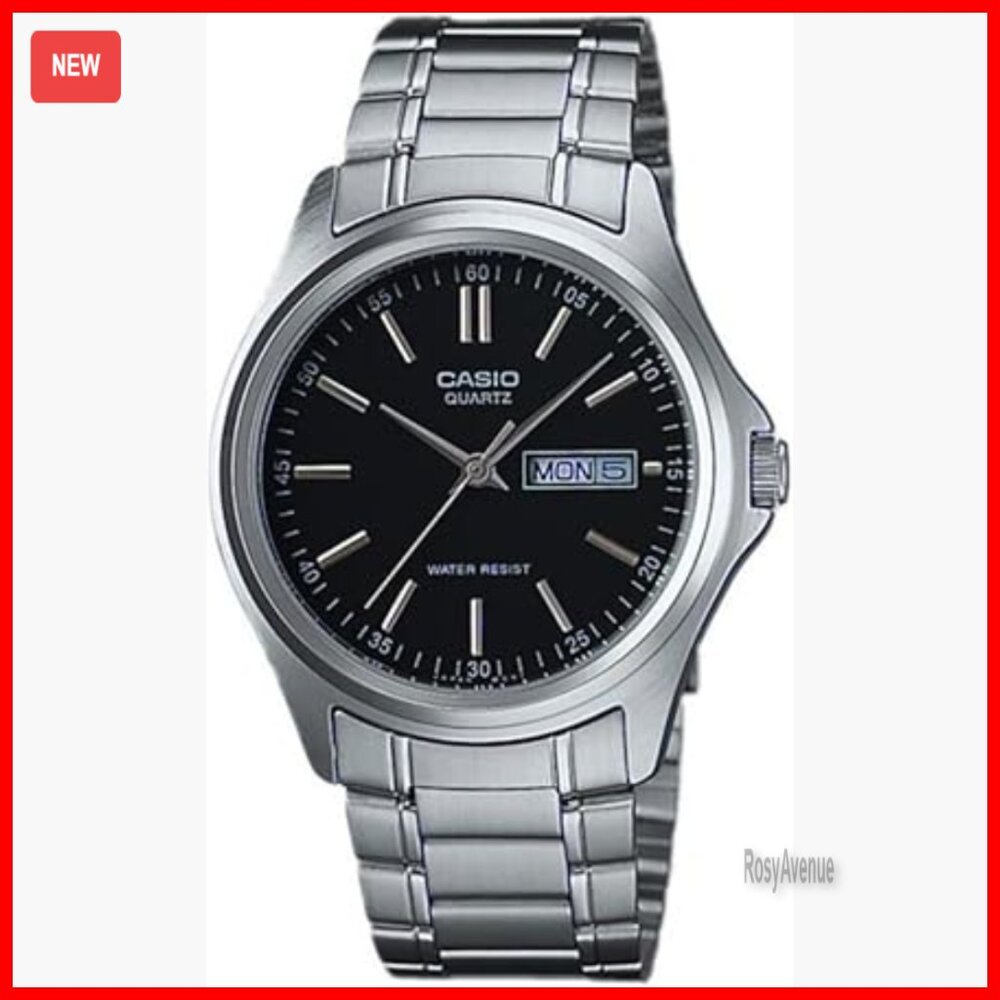 Stainless Steel Quartz Watch, Solar Powered, Water Resistant, Day/Date Display